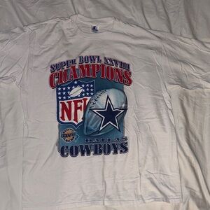 Starter White T-Shirt with Blue Logo XL